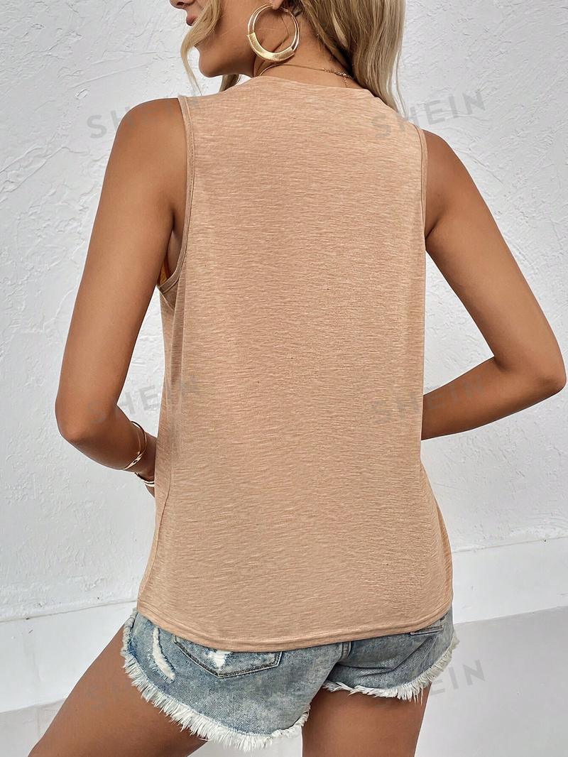 SHEIN Clasi Женская майка с тропическим принтом, абрикос