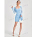 SHEIN Privé женское элегантное облегающее платье с лебединым вырезом и длинными рукавами, синий