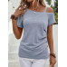 SHEIN Clasi Асимметричная футболка с воротником и пуговицами, синий SHEIN Clasi Асимметричная футболка с воротником и пуговицами, синий