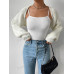 SHEIN EZwear Однотонный базовый укороченный кардиган с открытой передней частью, белый SHEIN EZwear Однотонный базовый укороченный кардиган с открытой передней частью, белый