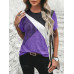 SHEIN Clasi Полосатая футболка с короткими рукавами и круглым вырезом с цветными блоками, фиолетовый SHEIN Clasi Полосатая футболка с короткими рукавами и круглым вырезом с цветными блоками, фиолетовый