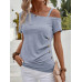 SHEIN Clasi Асимметричная футболка с воротником и пуговицами, синий SHEIN Clasi Асимметричная футболка с воротником и пуговицами, синий