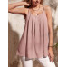 SHEIN Clasi однотонный плиссированный свободный повседневный топ-бретелька, пыльный розовый SHEIN Clasi однотонный плиссированный свободный повседневный топ-бретелька, пыльный розовый