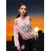SHEIN Толстовка с открытыми плечами и принтом фигур и звезд, детский розовый SHEIN Толстовка с открытыми плечами и принтом фигур и звезд, детский розовый