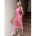 SHEIN Жаккардовое платье с асимметричным подолом и цветочным принтом, розовый