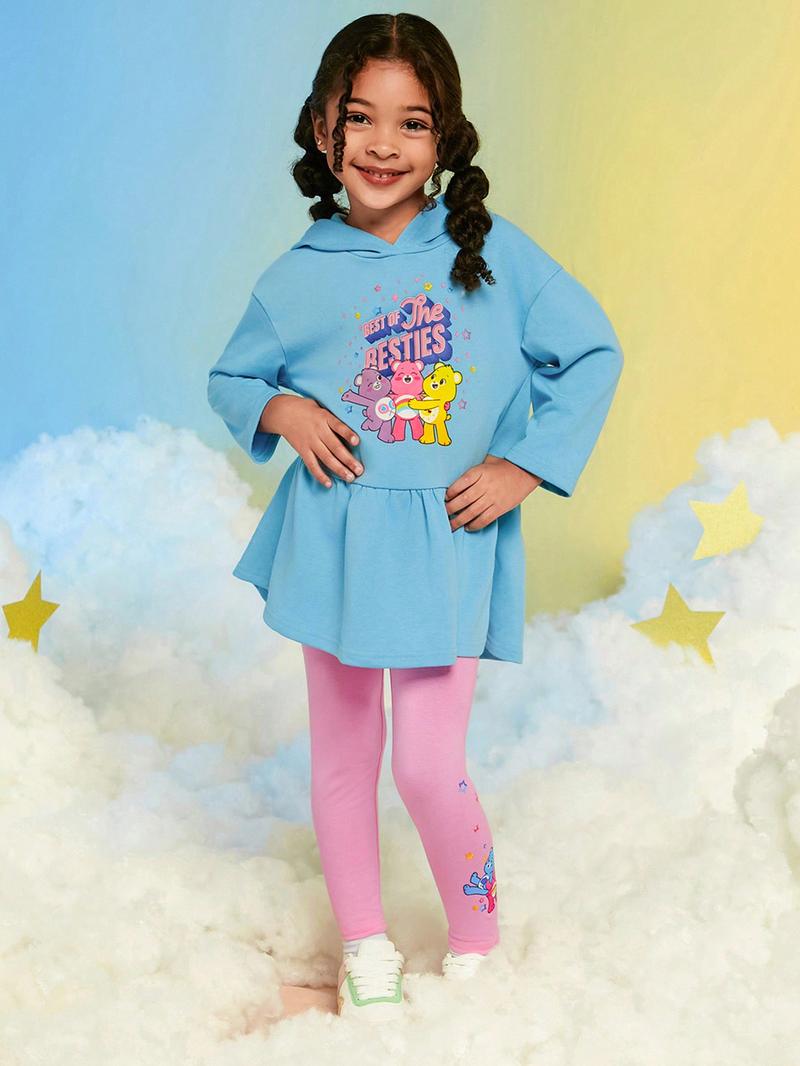 SHEIN Толстовка и леггинсы с рюшами на подоле и надписью для молодых девушек, синий