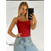 SHEIN BAE женская сексуальная однотонная майка с открытой спиной, красный SHEIN BAE женская сексуальная однотонная майка с открытой спиной, красный