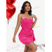 SHEIN SXY Женское платье с запахом спереди, украшенное стразами, ярко-розовый