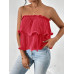 SHEIN Essnce женский однотонный плиссированный топ без бретелек, красный