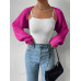 SHEIN EZwear Однотонный базовый укороченный кардиган с открытой передней частью, ярко-розовый SHEIN EZwear Однотонный базовый укороченный кардиган с открытой передней частью, ярко-розовый