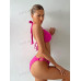 SHEIN Swim BAE Однотонный текстурированный комплект из двух частей купальника, ярко-розовый