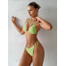 SHEIN Swim BAE Однотонный текстурированный комплект из двух частей купальника, мятно-зеленый
