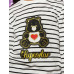 SHEIN Футболка в полоску с рисунком для девочек, черное и белое SHEIN Футболка в полоску с рисунком для девочек, черное и белое