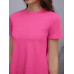 SHEIN LUNE Трикотажное однотонное повседневное платье с круглым вырезом и короткими рукавами, розовый