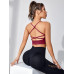 SHEIN Yoga Модный женский бесшовный спортивный бюстгальтер в контрастную полоску, бургундия SHEIN Yoga Модный женский бесшовный спортивный бюстгальтер в контрастную полоску, бургундия