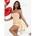 SHEIN SXY Женское платье с запахом спереди, украшенное стразами, шампанское SHEIN SXY Женское платье с запахом спереди, украшенное стразами, шампанское
