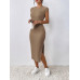 SHEIN Frenchy женское однотонное текстурированное облегающее платье макси с разрезом по бокам, кофе