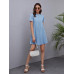 SHEIN LUNE Трикотажное однотонное повседневное платье с круглым вырезом и короткими рукавами, голубые