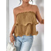 SHEIN Essnce женский однотонный плиссированный топ без бретелек, хаки