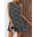 SHEIN LUNE Женское прямое платье с цветочным принтом и рюшами по краю, черный