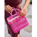 SHEIN VCAY Маленькая соломенная сумка с помпоном, ярко-розовый