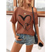 SHEIN Clasi Женская футболка с принтом Love Heart и нерегулярными плечами, раст браун SHEIN Clasi Женская футболка с принтом Love Heart и нерегулярными плечами, раст браун