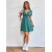 SHEIN EZwear Женское платье с глубоким v-образным вырезом и короткими рукавами с принтом, зеленый