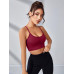 SHEIN Yoga Модный женский бесшовный спортивный бюстгальтер в контрастную полоску, бургундия SHEIN Yoga Модный женский бесшовный спортивный бюстгальтер в контрастную полоску, бургундия