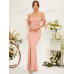 SHEIN Belle Женское платье для подружки невесты на одно плечо с пышными рукавами и узлом, детский розовый