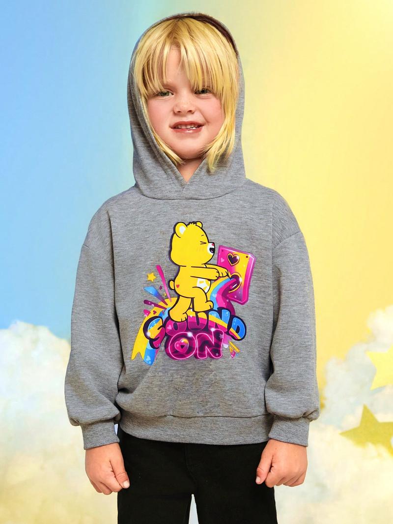 SHEIN Толстовка с заниженными плечами и мультяшным рисунком для маленьких мальчиков, серый