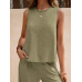 SHEIN LUNE Женский однотонный повседневный комплект из двух предметов свободного кроя, армейский зеленый