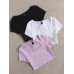 SHEIN EZwear 3 шт. однотонная приталенная футболка с круглым вырезом и короткими рукавами, сиреневый фиолетовый