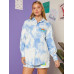 Рубашка и шорты с заниженными плечами и графическим логотипом SHEIN Tie Dye, многоцветный Рубашка и шорты с заниженными плечами и графическим логотипом SHEIN Tie Dye, многоцветный