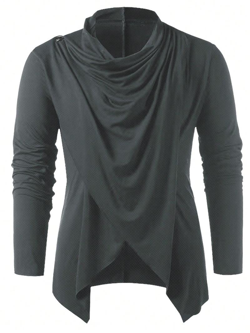 Мужская однотонная плиссированная повседневная футболка Manfinity Homme с длинным рукавом, серый