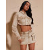 SHEIN BAE Короткая джинсовая куртка с пуговицами спереди и потертым краем, хаки
