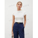 SHEIN BIZwear Женская однотонная футболка с короткими рукавами и воротником-стойкой, белый