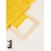 SHEIN VCAY Женская плетеная соломенная сумка цвета хаки с необработанным краем, желтый