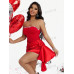 SHEIN SXY Женское платье с запахом спереди, украшенное стразами, красный SHEIN SXY Женское платье с запахом спереди, украшенное стразами, красный