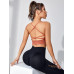 SHEIN Yoga Модный женский бесшовный спортивный бюстгальтер в контрастную полоску, жженый апельсин SHEIN Yoga Модный женский бесшовный спортивный бюстгальтер в контрастную полоску, жженый апельсин