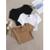 SHEIN EZwear 3 шт. однотонная приталенная футболка с круглым вырезом и короткими рукавами, верблюд