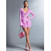 SHEIN BAE Женское платье с завязками спереди и длинными рукавами с оборками по подолу, розовый