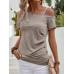 SHEIN Clasi Асимметричная футболка с воротником и пуговицами, мокко браун SHEIN Clasi Асимметричная футболка с воротником и пуговицами, мокко браун