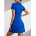 SHEIN Sport Easify Женский однотонный спортивный комбинезон с короткими рукавами и лацканами, королевский синий