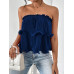 SHEIN Essnce женский однотонный плиссированный топ без бретелек, синий