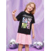 SHEIN SHEIN Kids Y2Kool Tween Girl с рисунком из страз и детальным буквенным узором, черный