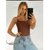 SHEIN BAE женская сексуальная однотонная майка с открытой спиной, коричневый
