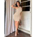 SHEIN Privé Однотонная текстурированная сумка через плечо Платье на бедре, абрикос SHEIN Privé Однотонная текстурированная сумка через плечо Платье на бедре, абрикос