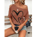 SHEIN Clasi Женская футболка с принтом Love Heart и нерегулярными плечами, раст браун SHEIN Clasi Женская футболка с принтом Love Heart и нерегулярными плечами, раст браун