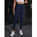SHEIN Ежедневные повседневные однотонные спортивные леггинсы 2 в 1 с высокой талией, темно-синий