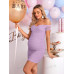 SHEIN Однотонное облегающее модное платье для беременных с открытыми плечами, сиреневый фиолетовый
